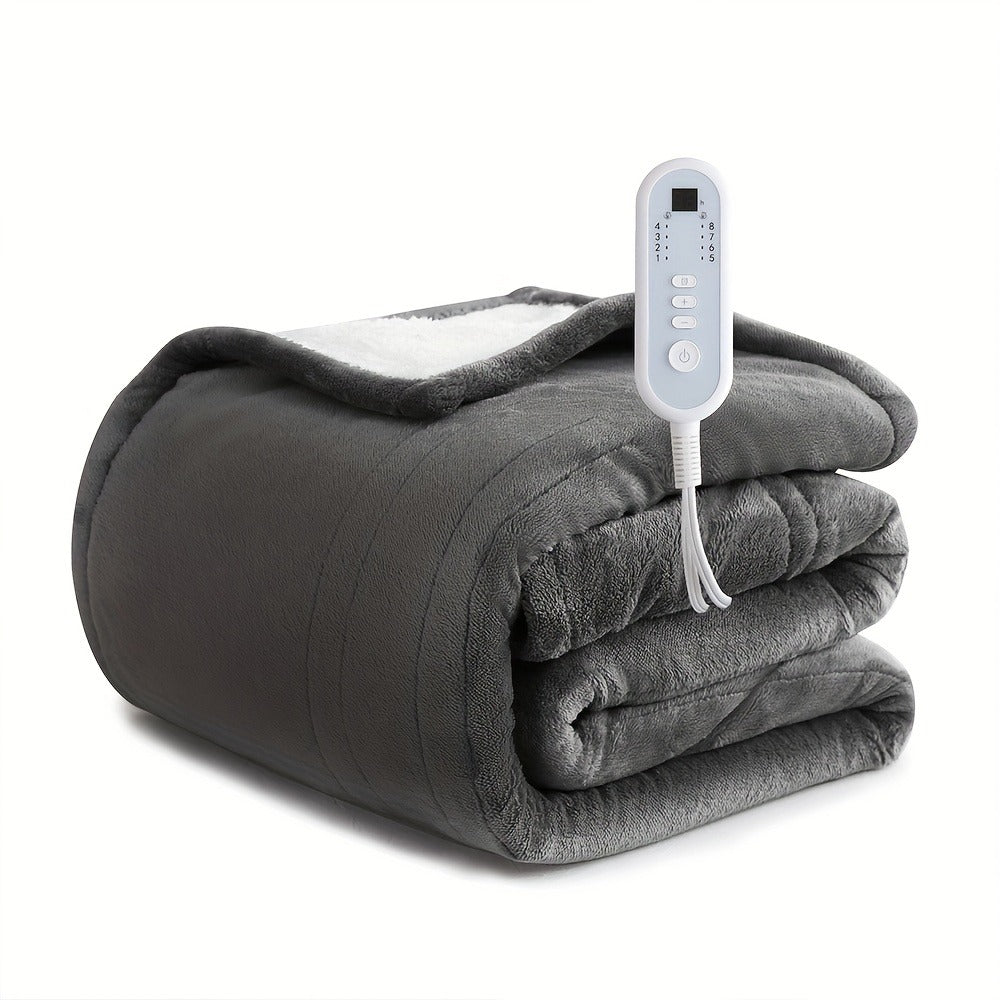 Electric Blanket with Temperature Control and Timer ¨C Extra Large Flannel Heated Blanket, 8 Levels 10-Hour Auto-Off, Machine Washable, PTC+NTC Overheat Protection, Throw Twin Full Queen King