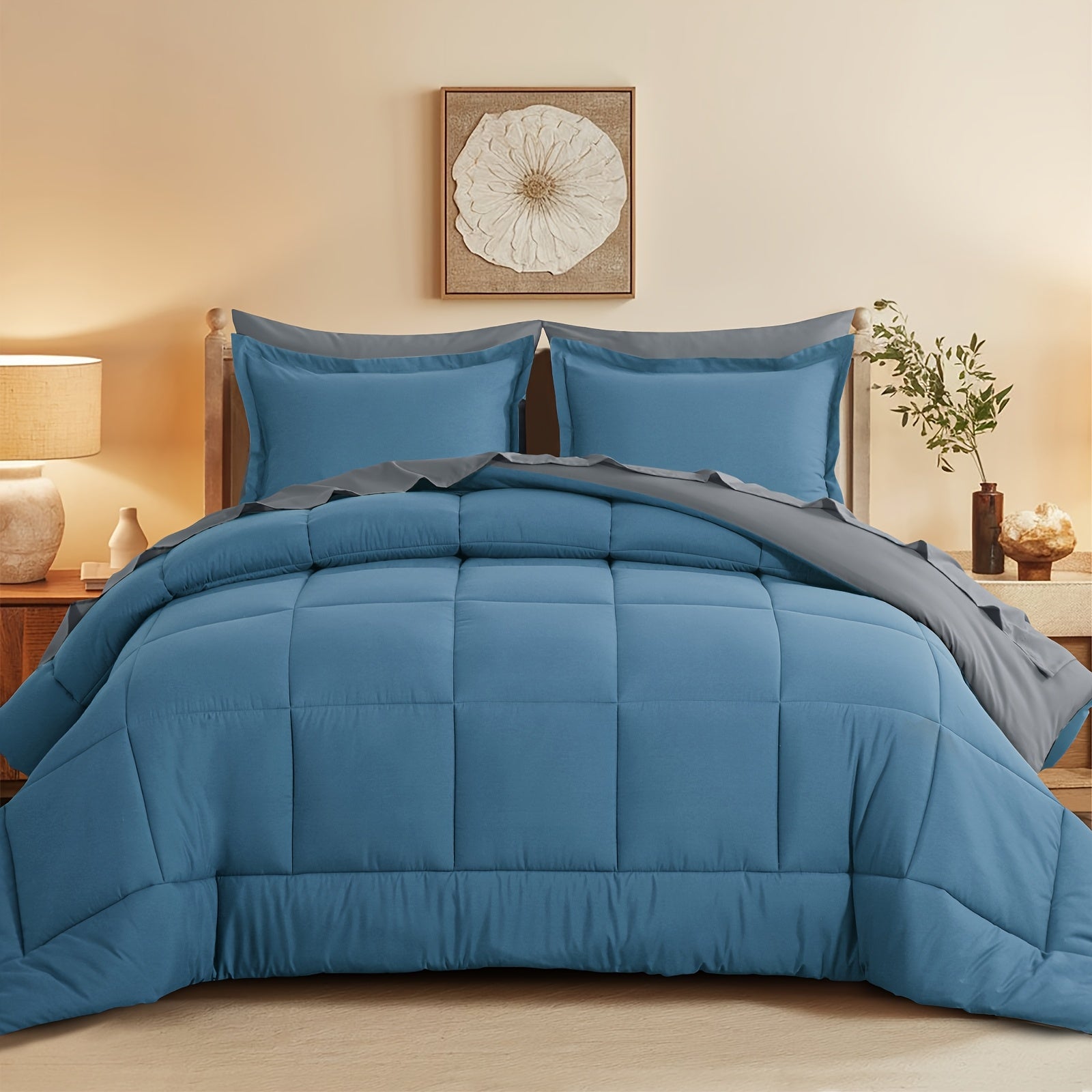 7 Piece Comforter Set Luxury Soft Fluffy Bedding All Season Bed in a Bag with Comforter Fitted Sheet Flat Sheet Pillowcases Hypoallergenic Breathable Easy Care Queen King Twin XL Full