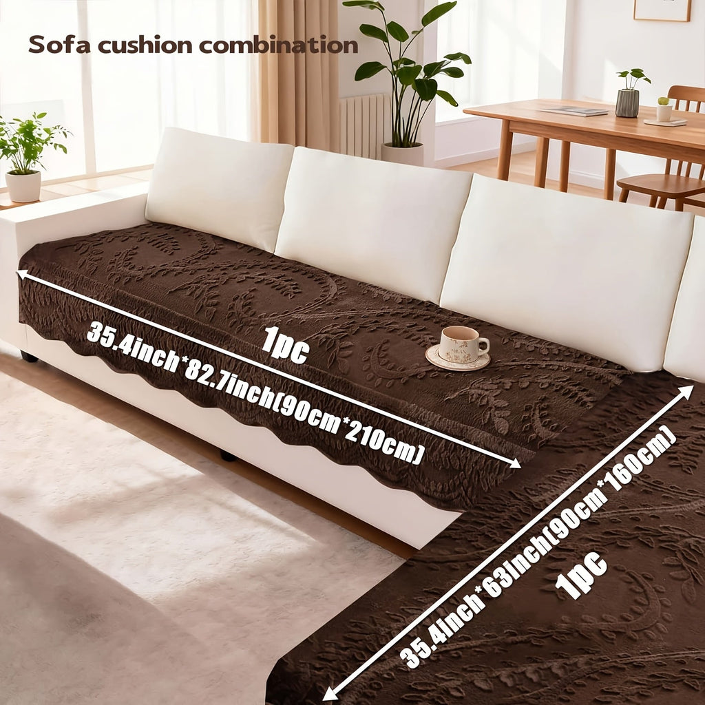 Faux Rabbit Fur Sofa Cover Thickened Quilted Plush Warm Non-Slip Machine Washable Pet Friendly Breathable Sofa Cushion for Living Room Bedroom Office - 2 3 Seater Large