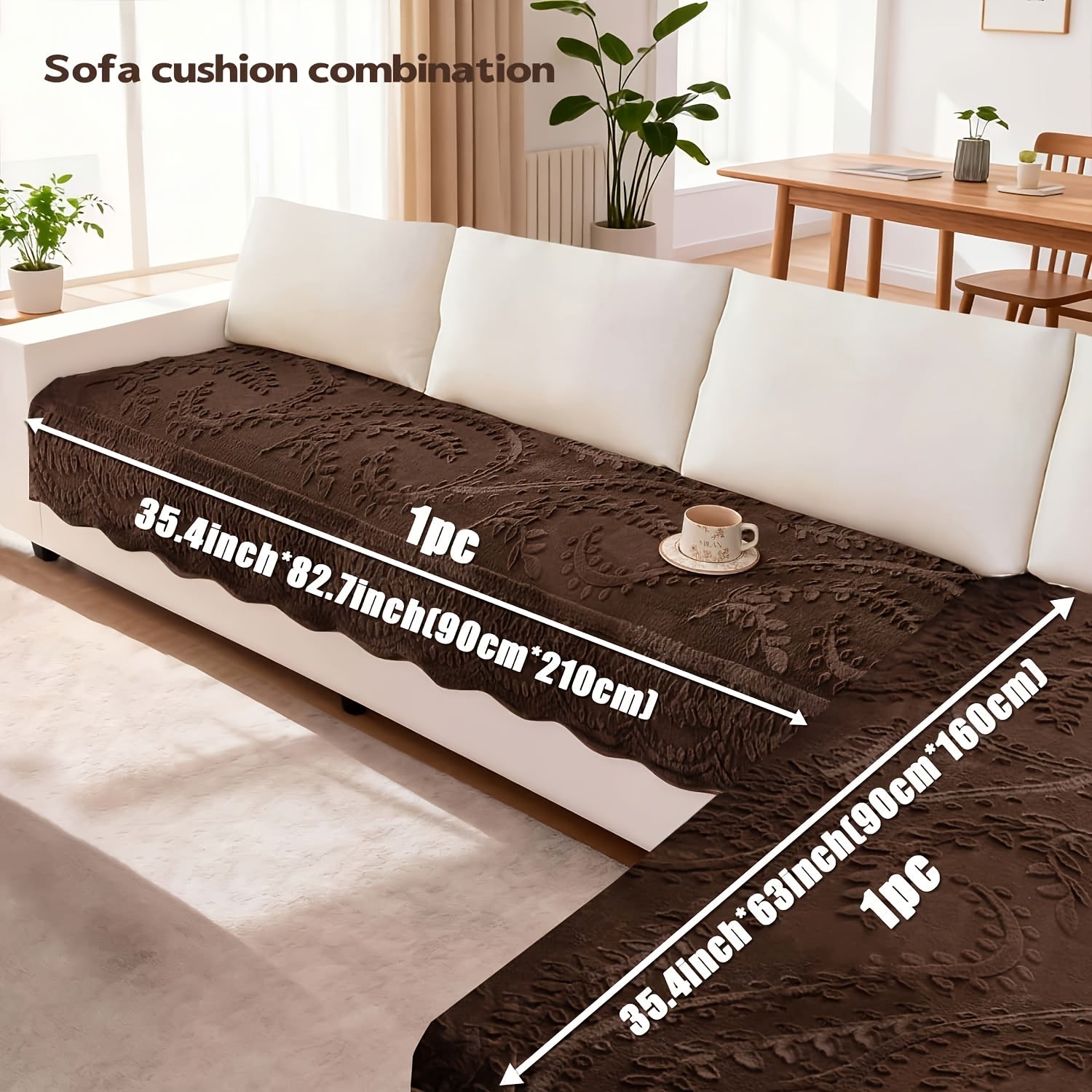 Faux Rabbit Fur Sofa Cover Thickened Quilted Plush Warm Non-Slip Machine Washable Pet Friendly Breathable Sofa Cushion for Living Room Bedroom Office - 2 3 Seater Large