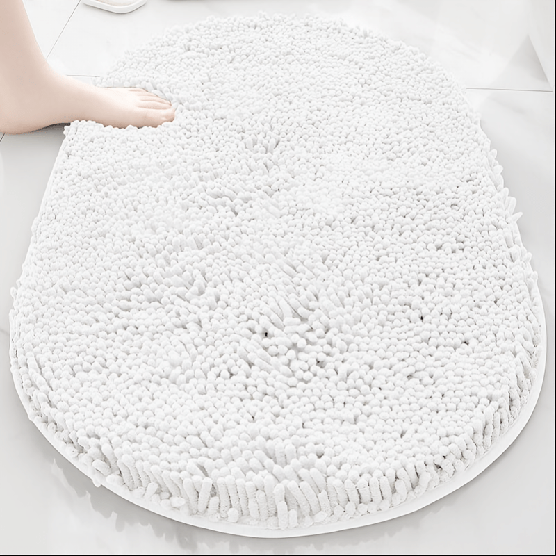 Chenille Bath Mat Non-Slip Super Absorbent Oval Bathroom Rug Soft Plush Carpet for Bathroom Kitchen Bedroom Entryway Indoor Outdoor Pet Dog Mat Machine Washable Multi-Color Multi-Size