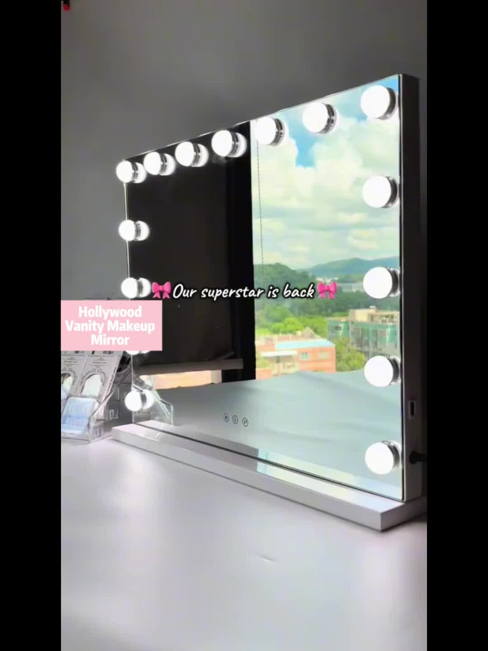 Hollywood Vanity Mirror with Lights ¨C 15 LED Bulbs, 3 Color Modes, Dimmable Brightness, 23x18 Inch, USB & Type-C Charging, Touch Control, Desk & Wall Mount, Metal Frame Makeup Mirror
