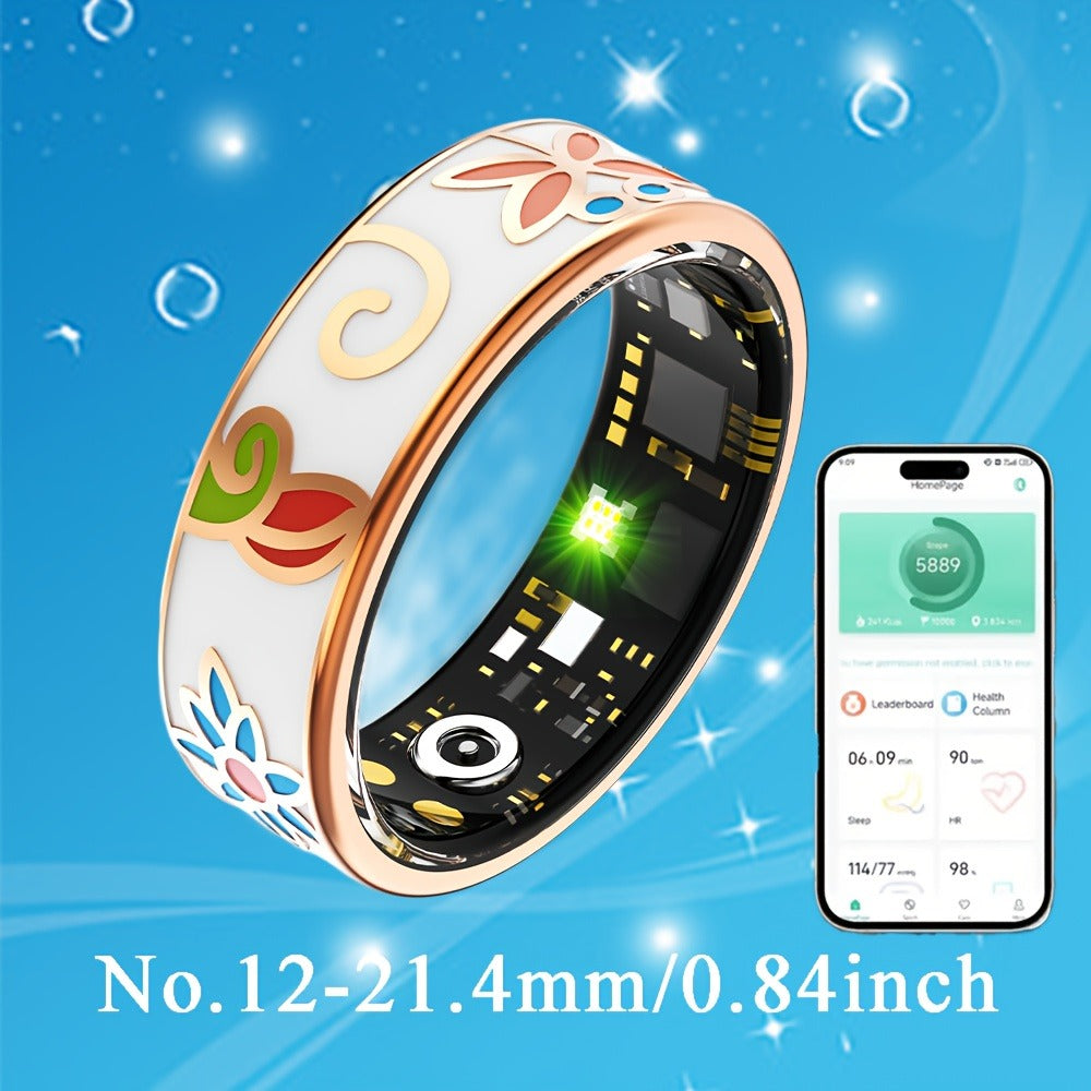 Women's Smart Ring Fitness & Sleep Tracker ¨C Step, Distance & Calorie Monitor, IP68 Waterproof, Bluetooth 5.3, iOS & Android, Elegant Daily Accessory, Gift for Mom & Girlfriend