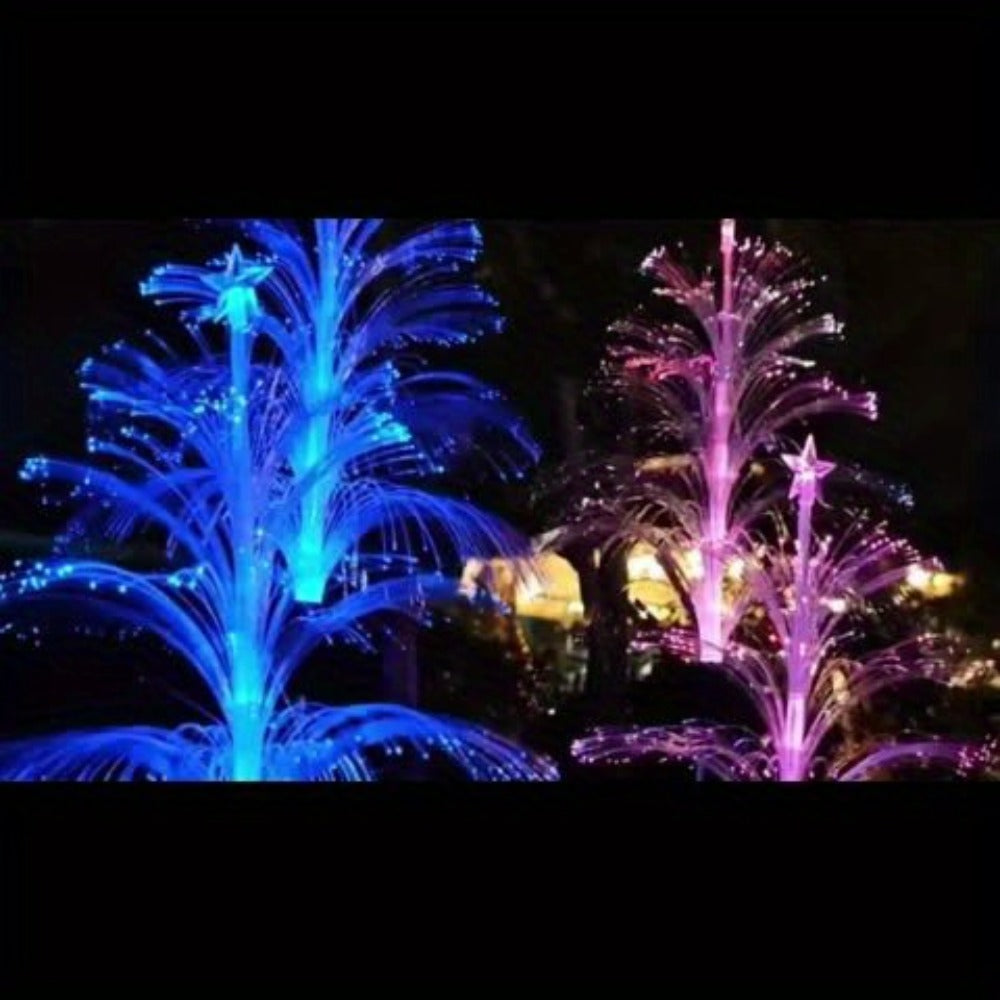 Solar Christmas Tree Lights Fiber Optic Star, 7-Color LED IP65 Waterproof Garden Stake Lights ¡ª 2 or 5 Layer Star for Lawn, Pathway, Patio & Holiday Decor | 2, 4 or 6 Pack