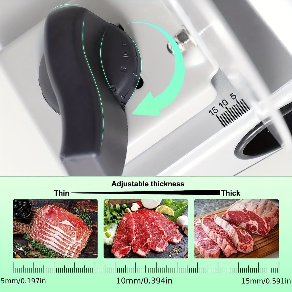 Electric Meat Slicer for Home, 6.7¡± Stainless Steel Blade, 150W Deli Food Slicer with Adjustable 0-15mm Thickness for Cold Cuts, Cheese, Bread & Vegetables, Easy to Clean