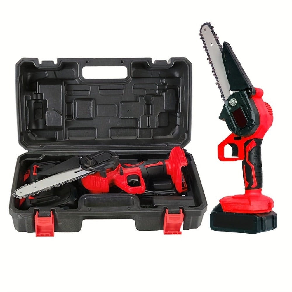 Cordless Mini Chainsaw 6 Inch with 2 Batteries & Charger | Auto Chain Tensioning Auto Lubrication Handheld Electric Saw | Branch Yard Home Garden Cutting Father's Day Gift