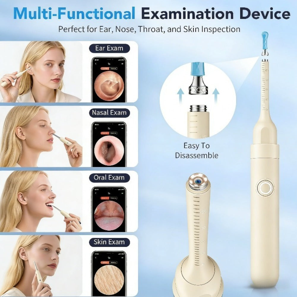 Ear Wax Removal Kit with Camera - 12-in-1 Ear Cleaning Tool Set, Rechargeable Ear Scope with LED Light, Ear Pick Cleaner, Nose Picker, Storage Box Included, Great Gift Idea