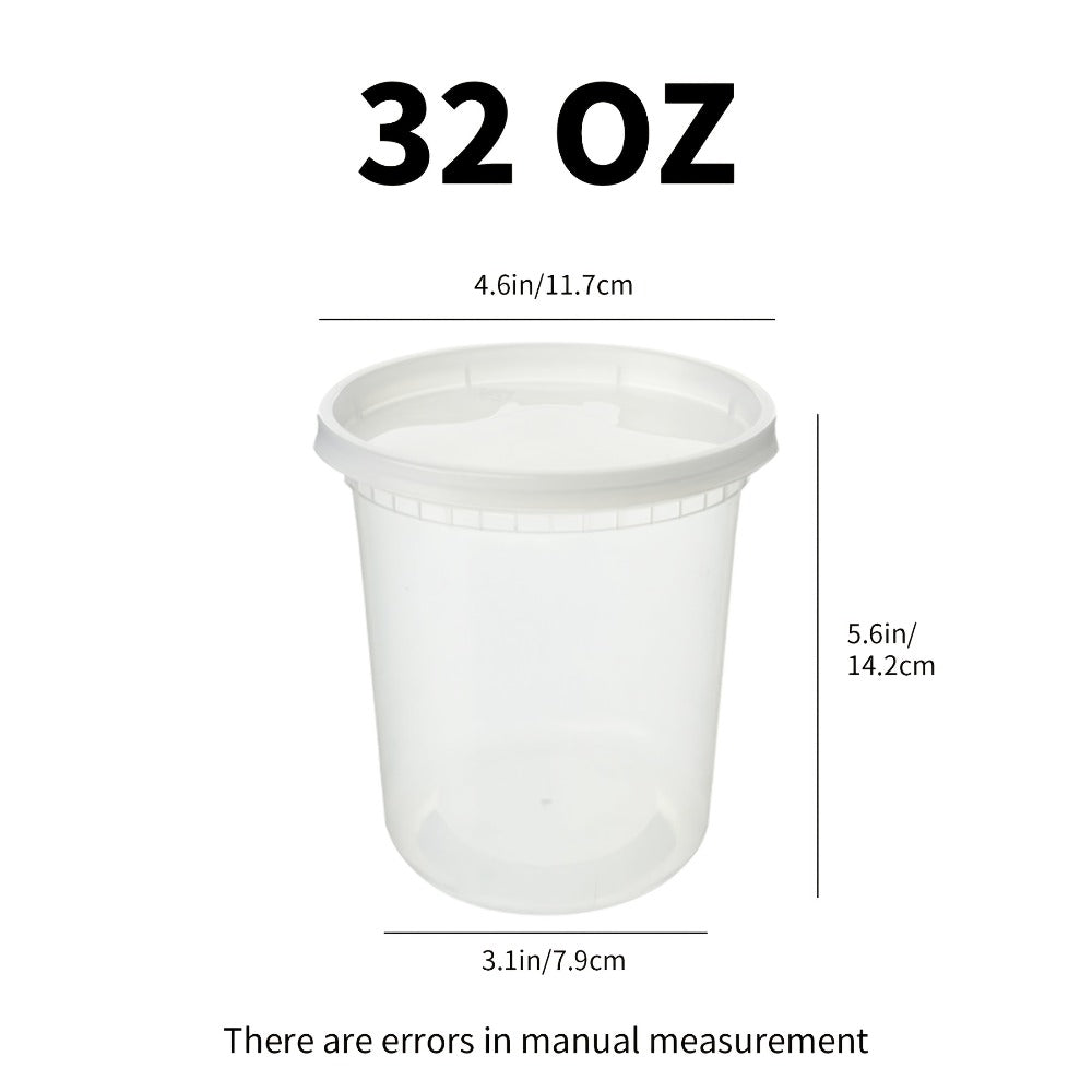 32oz Plastic Food Storage Containers with Lids 48 Sets Cups & Lids Meal Prep Containers Microwave Safe Portable