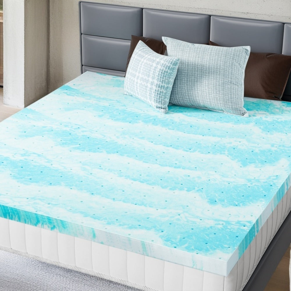 Cooling Gel Swirl Mattress Breathable Lightweight Comfort Foam Bed - Twin Full Queen King + Ergonomic Foam Neck Support Pillow - Choose Mattress Thickness 2in 3in or Gray Pillow Separately or Combined