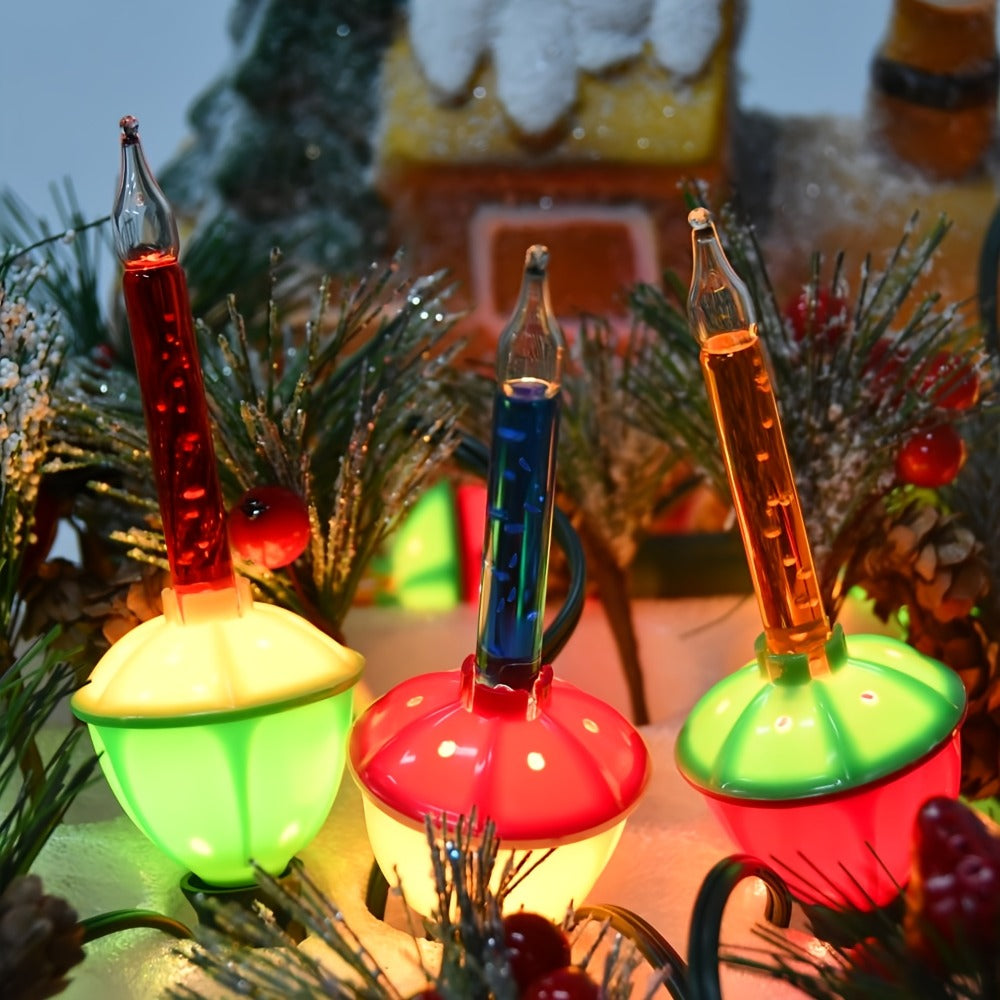 Christmas Bubble Lights 9 Pack Retro Multi Color | 8.8 Inch 5W E12 Base with 10 Bubble Bulbs 1 Spare | Vintage Holiday Christmas Tree Decoration Lights Green