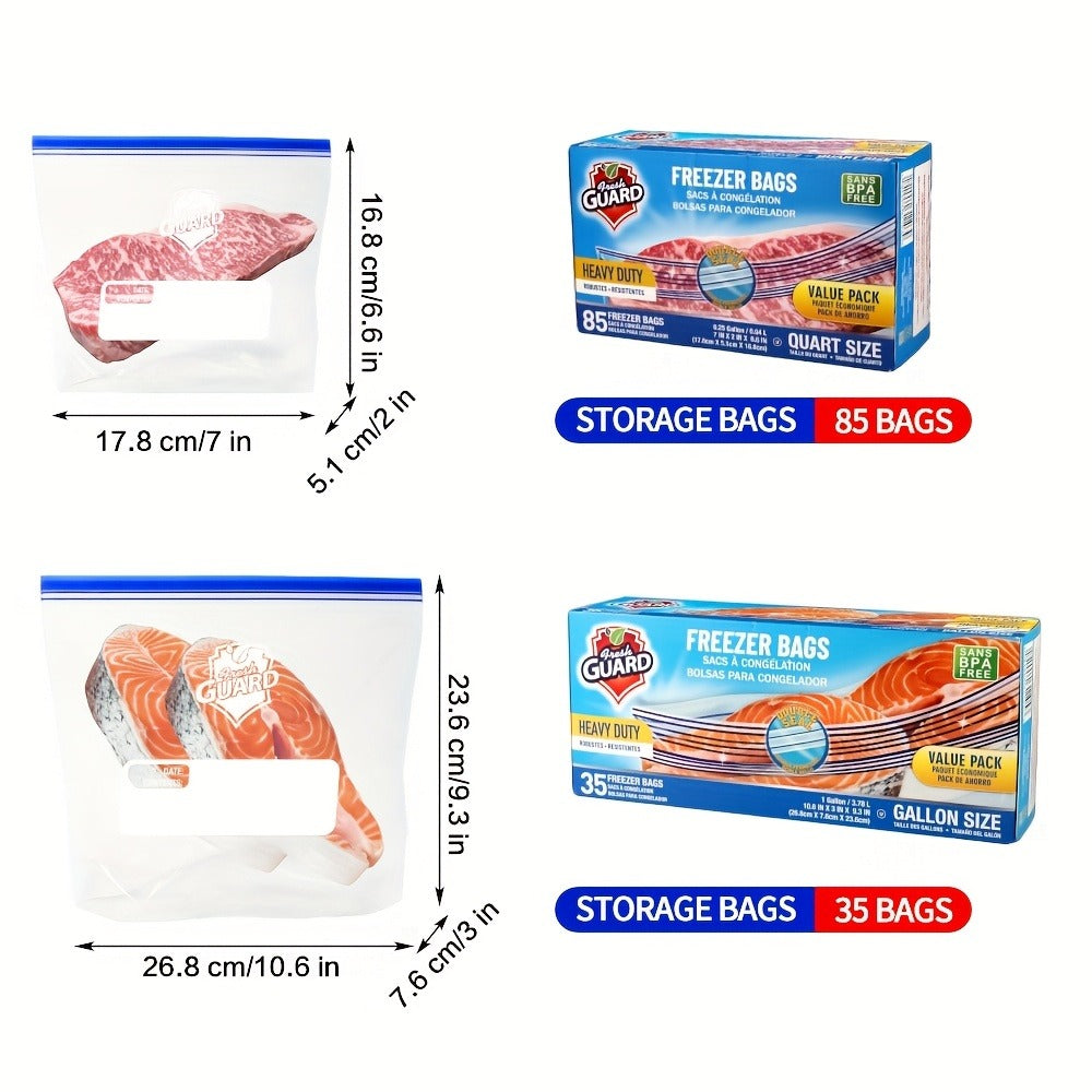 Reclosable Food Storage Bags Heavy Duty Ziplock Seal Fresh-Keeping Bags for Fruits Vegetables Grains Meat Kitchen Organizer Multiple Sizes 0.25 Gal 1 Gal 2 Gal