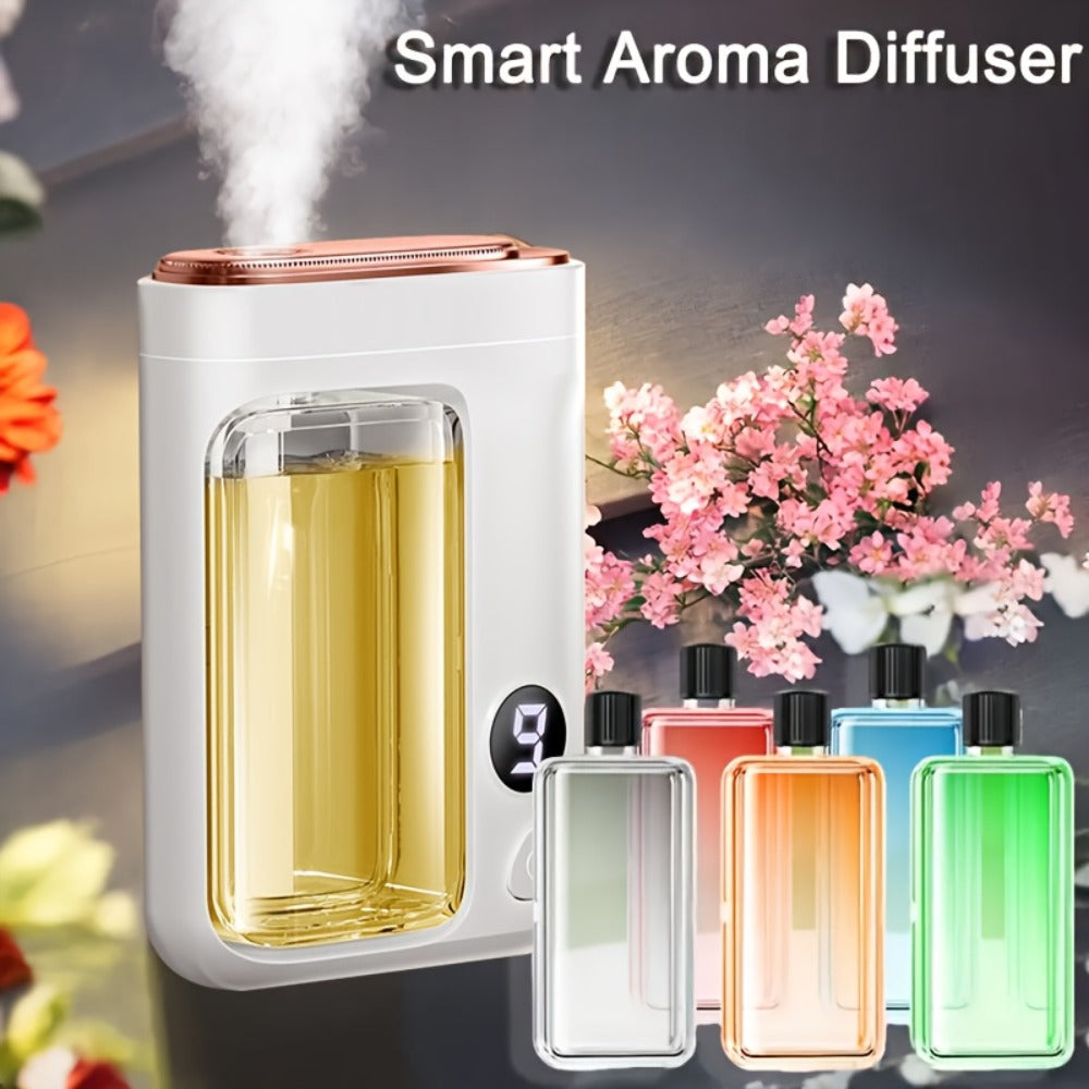 Essential Oil Aromatherapy Diffuser Set ¨C Mini Humidifier with 7 Spray Levels, 1/4/8 Hour Timer, 5.07oz Capacity, Room Decor Scent Diffuser with Hilton, Gardenia, Ocean & Shangri-La Oils