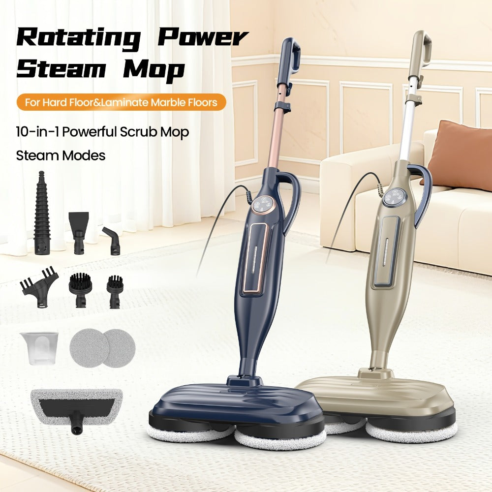 Steam Mop 10-in-1 Spinning Rotating Mop Pads with Steam Blaster Technology - 3 Steam Modes, LED Headlights, Lightweight Spin Mop for Hard Floor, Laminate & Marble, Washable Pads, VM6 Pro Series
