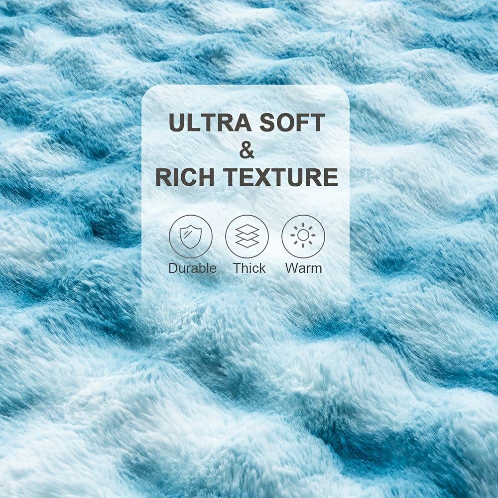 Faux Rabbit Fur Fluffy Blanket ¨C Thick Warm Soft Plush Throw for Bed & Living Room, Luxury Furry Blanket, 8 Colors, 4 Sizes