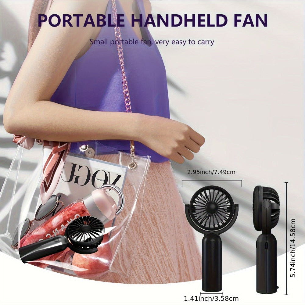 Handheld Fan Mini USB-C Rechargeable 3 Speed 180 Degree Adjustable Portable Personal Fan for Indoor Outdoor Travel Summer Cooling Gift 3 Pack 6 Pack Black Pink Purple