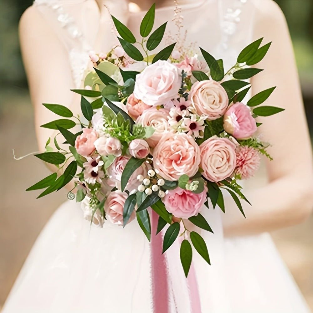 Artificial Flowers Combo Box Set ¨C Pink & White Fake Roses for Bridal Bouquets, DIY Centerpieces, Wedding & Party Decoration Arrangements
