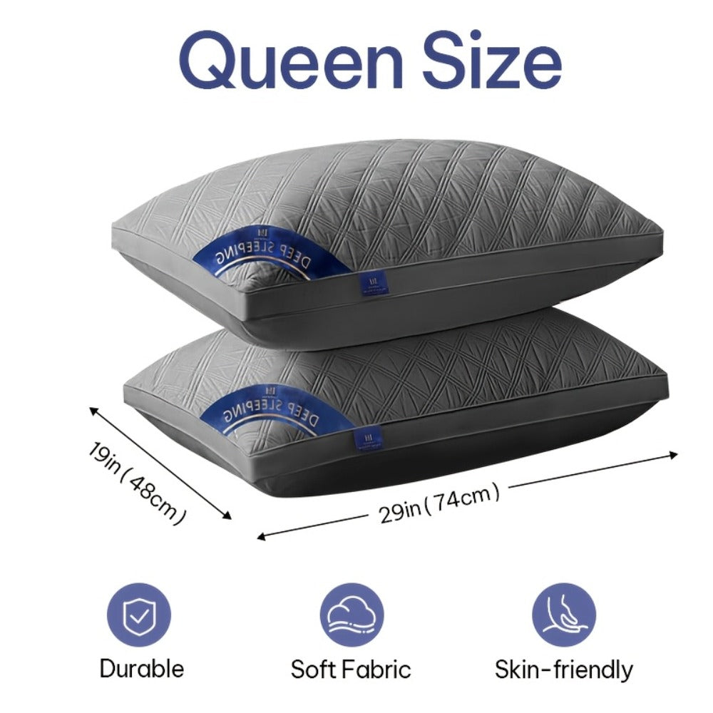 Queen Size Pillows for Side Sleepers ¨C 800g Heavyweight Hotel Collection, Hypoallergenic Down Alternative, Ultra-Plush & Resilient, Machine Washable 20x30 Inches ¨C Available in 1, 2 & 4 Pack (White/Gray)