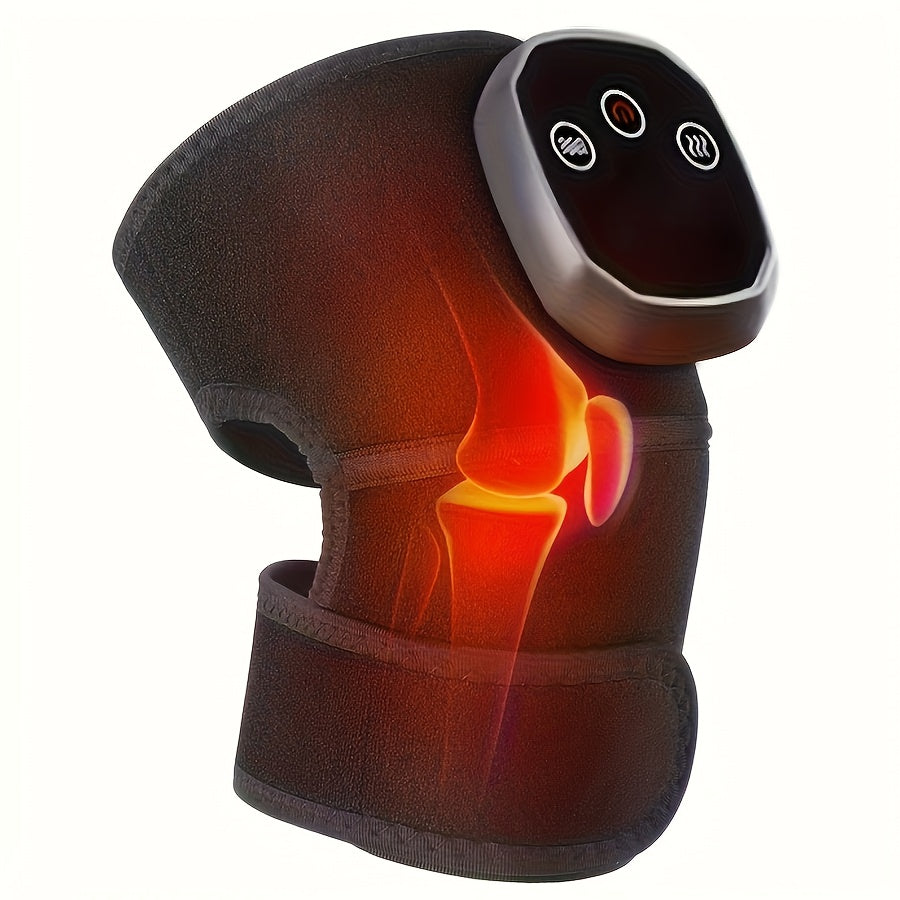 Heating Knee Massager 3-in-1 Wireless Vibrating Knee Brace - Electric Heating Pad with Vibration Massage for Knee, Shoulder & Elbow Pain Relief, Universal Fit, Gray