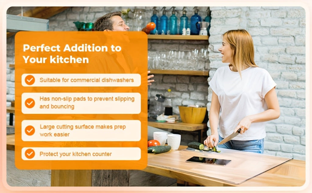 Acrylic Cutting Board Large Anti-Slip 17x23 Inch ¨C Clear & Black Countertop Protector for Kitchen & Restaurant ¨C Food Safe Non-Slip Chopping Board for Fruit, Meat & Meal Prep