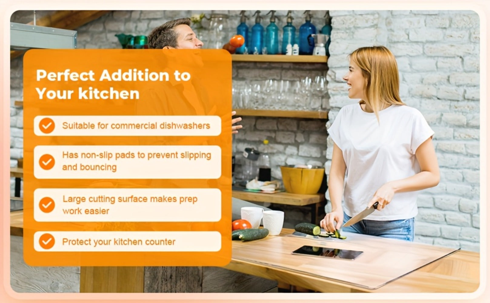 Acrylic Cutting Board Large Anti-Slip 17x23 Inch ¨C Clear & Black Countertop Protector for Kitchen & Restaurant ¨C Food Safe Non-Slip Chopping Board for Fruit, Meat & Meal Prep