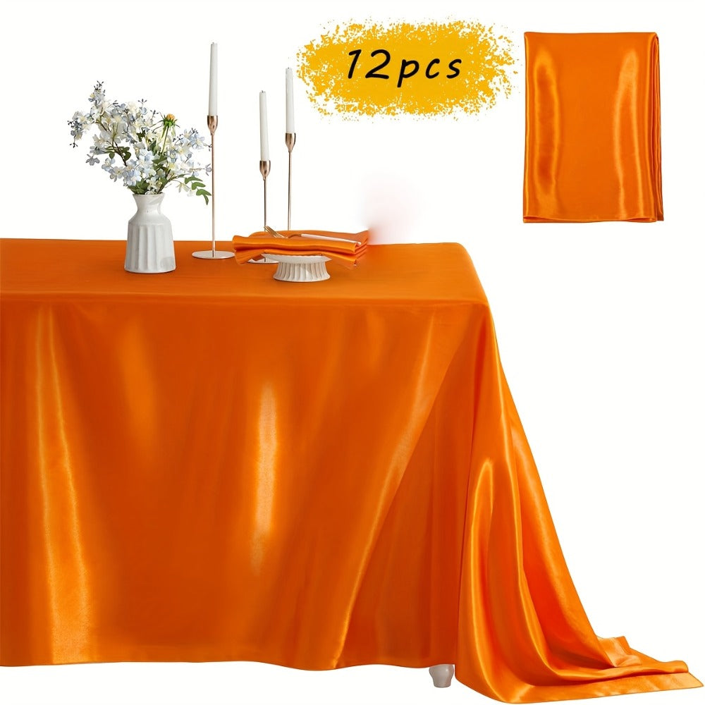Satin Tablecloth 12pcs 57¡±x102¡± Rectangular Silky Smooth Fabric Table Cover for Wedding Banquet Birthday Party Holiday Event