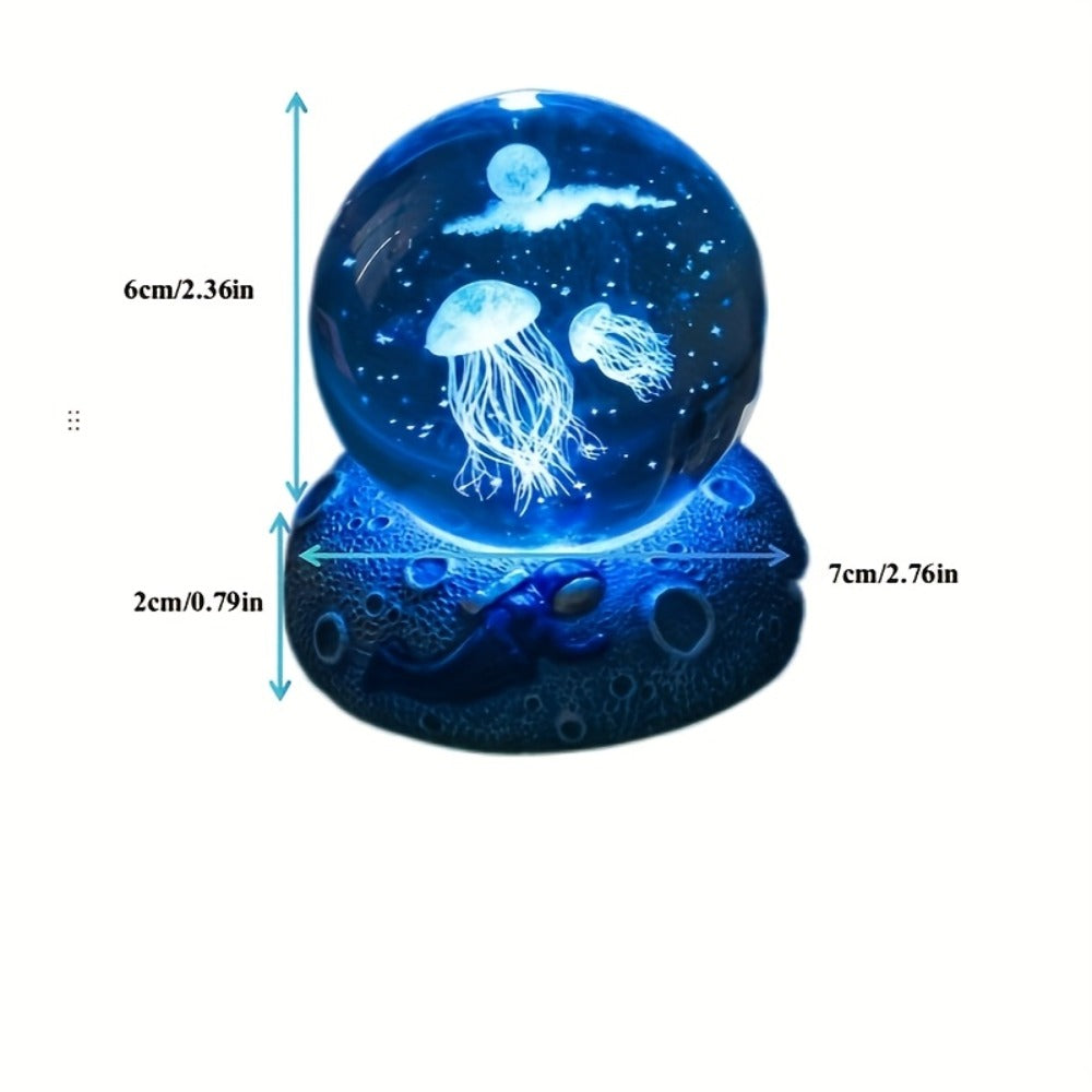 Starry Sky Crystal Ball Night Light ¨C 3D Blue Galaxy Glass Sphere LED Desk Lamp, Creative Tabletop Decor Light for Bedroom, Unique Gift for Holiday Party Birthday (Blue Starry Sky)