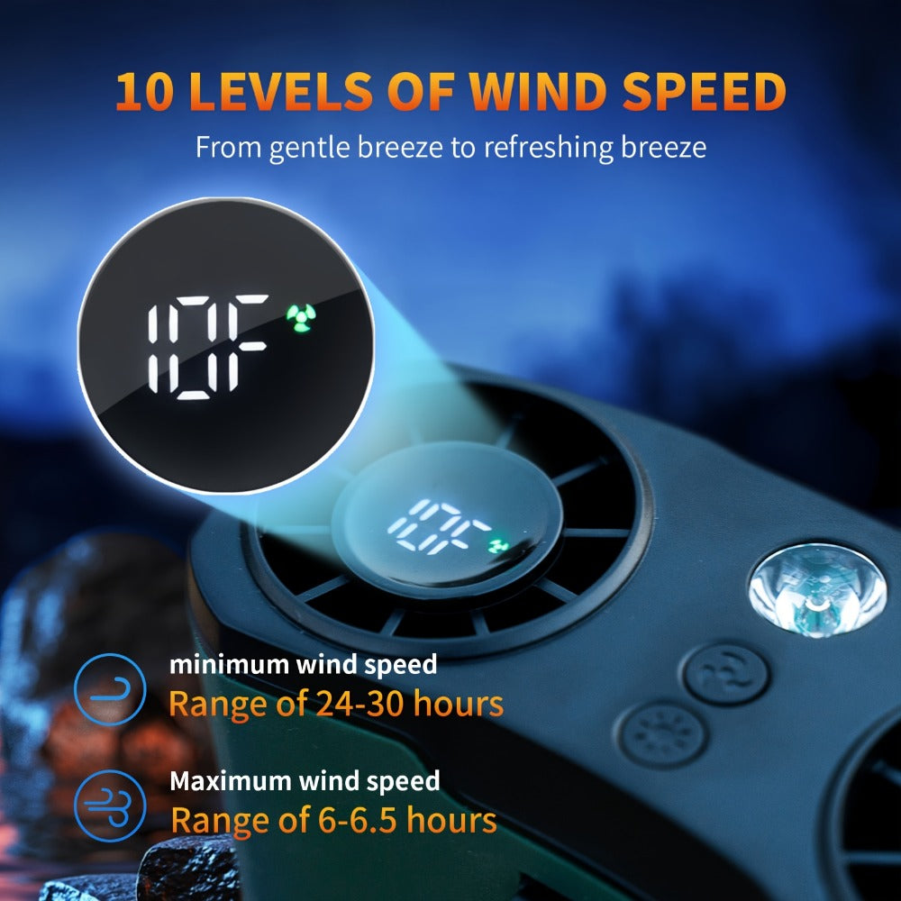 Portable Waist Fan 20000mAh ¨C Dual Vent 7W Brushless Motor, 10 Speed Levels, 4 Wearing Modes, LED Digital Display, USB-C Charging, Wearable Neck & Waist Cooling Fan for Outdoor Camping Hiking Fishing