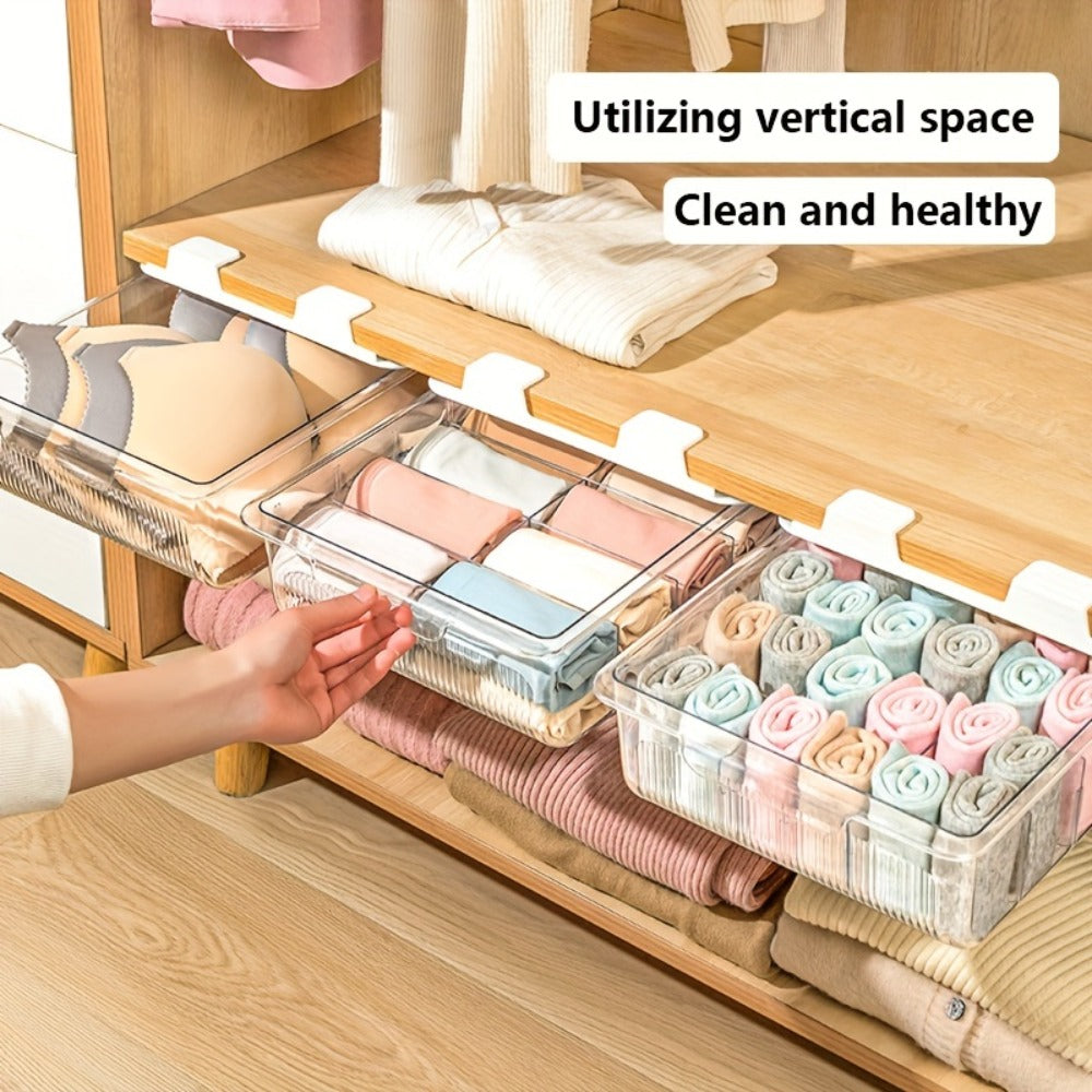 15-Compartment Wall-Mounted Underwear & Socks Hanging Storage Box ¨C Waterproof Transparent Closet Organizer for Home, Durable Plastic Shelf Partitions