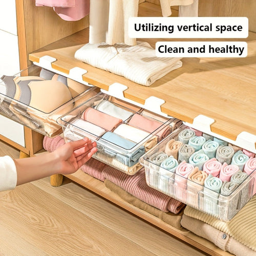 15-Compartment Wall-Mounted Underwear & Socks Hanging Storage Box ¨C Waterproof Transparent Closet Organizer for Home, Durable Plastic Shelf Partitions