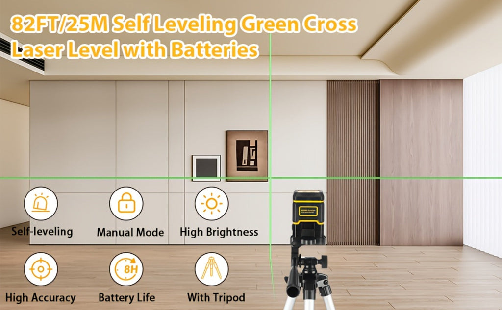 Green Laser Level Self-Leveling with Tripod ¨C Horizontal & Vertical Cross Line Laser for Construction, Tiling, Home Renovation & Interior Decoration