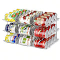 Can Storage Rack Pantry Organizer 36-Can Capacity 3-Tier Auto-Rolling Stackable | Transparent PET Canned Food Organizer for Kitchen Pantry Garage Dorm | Tool-Free Assembly for Soda Soup Vegetable Cans