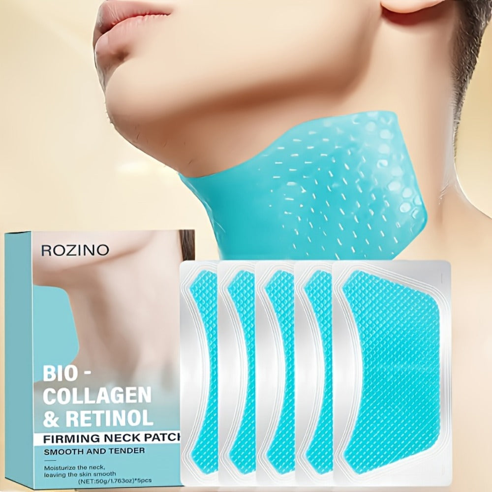Bio Collagen Neck Lift Mask 5 Pack - Moisturizing & Brightening Gel Patches | Anti-Wrinkle, Anti-Aging, Firming Neck Skincare Treatment
