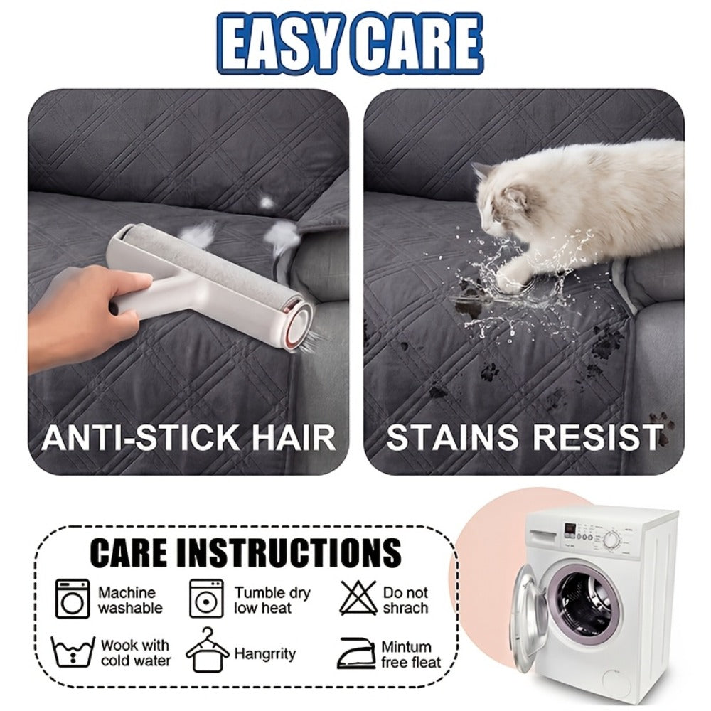 Recliner Cover Quilted with Side Pocket - Anti-Slip Elastic Band Pet Friendly Sofa Chair Protective Slipcover Easy Install for Living Room Home Decor, 6 Colors