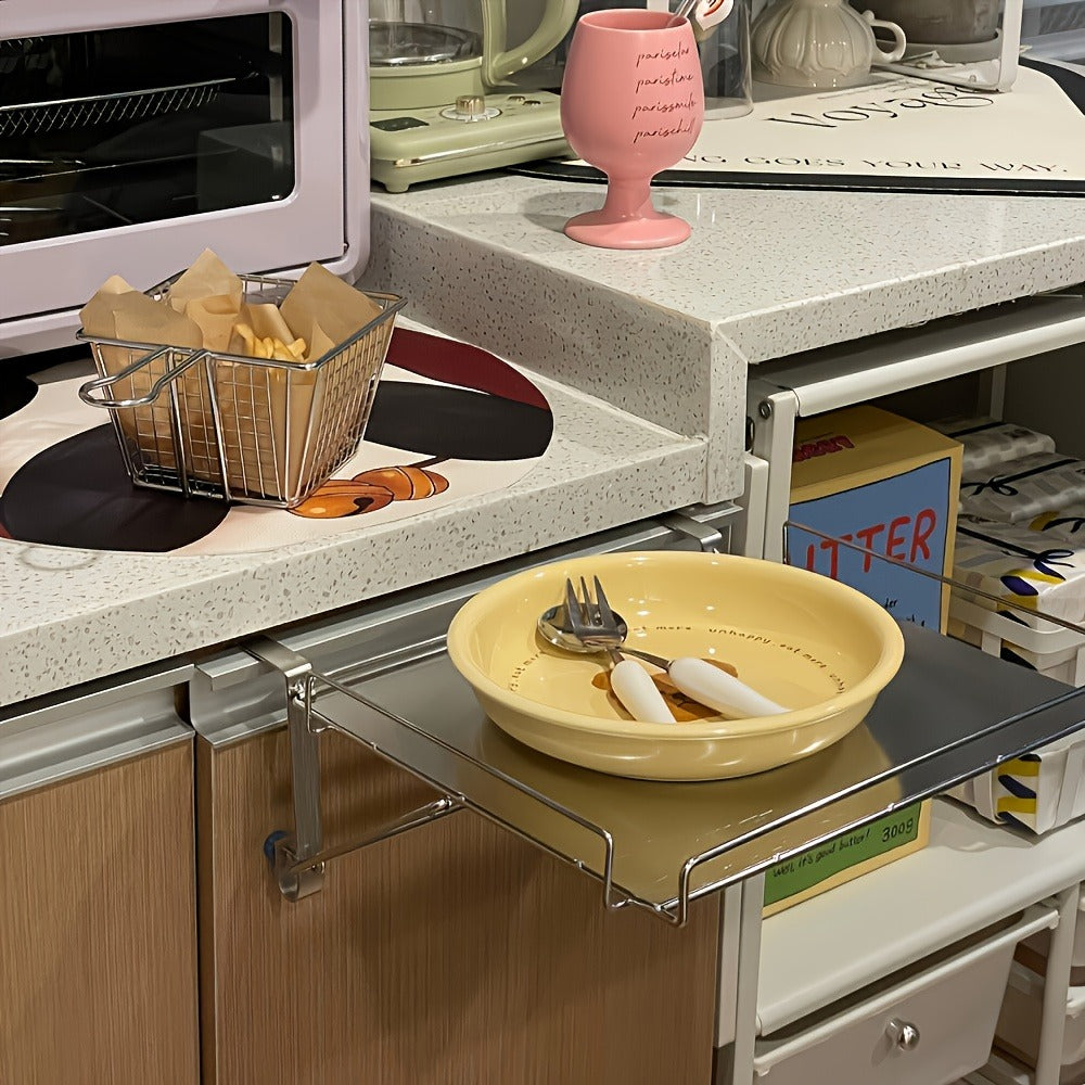 Foldable Stainless Steel Kitchen Storage Rack ¨C Cabinet Door Organizer & Countertop Shelf for Kitchen, Bathroom & Pantry | Space-Saving Multi-Use Hanging Rack