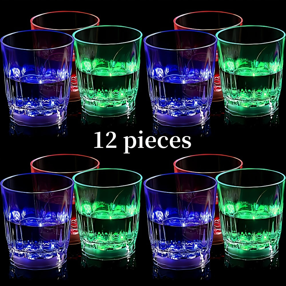 LED Light-Up Party Wine Glasses Set ¨C 12 or 15pcs Glowing Plastic Cups with Colorful LED Lights for Birthday, Bar, Wedding, Holiday & Sports Events