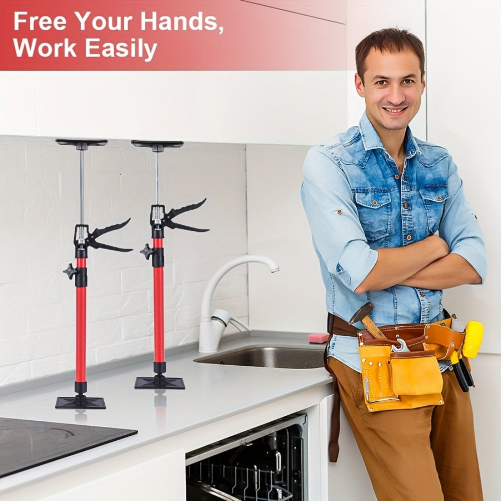 Telescopic Support Rod Adjustable 11.8-114in 154 lb Heavy Duty Anti-Slip Third Hand Support System 2pcs Drywall Lifting Cabinet Jack Wardrobe Installation Prop Tool-Grade Support Kit