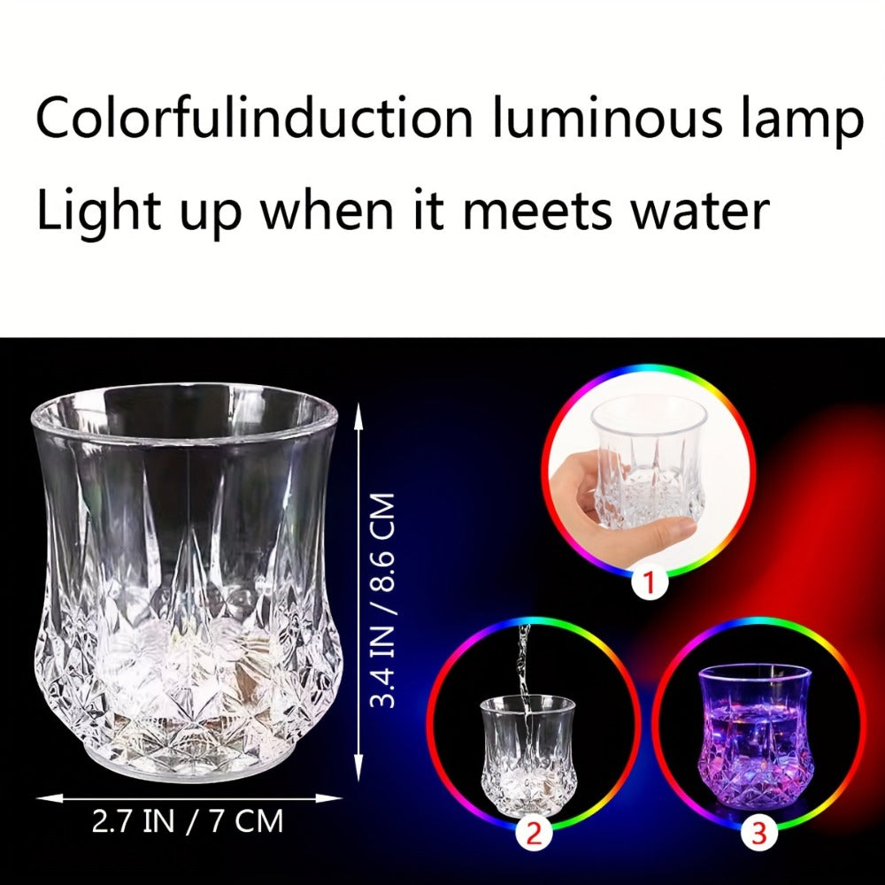 LED Glowing Cups Liquid Activated Light Up Tumblers Multicolor Flash Crystal Wine Glasses for Bar Party Decor 4 Pack 6 Pack