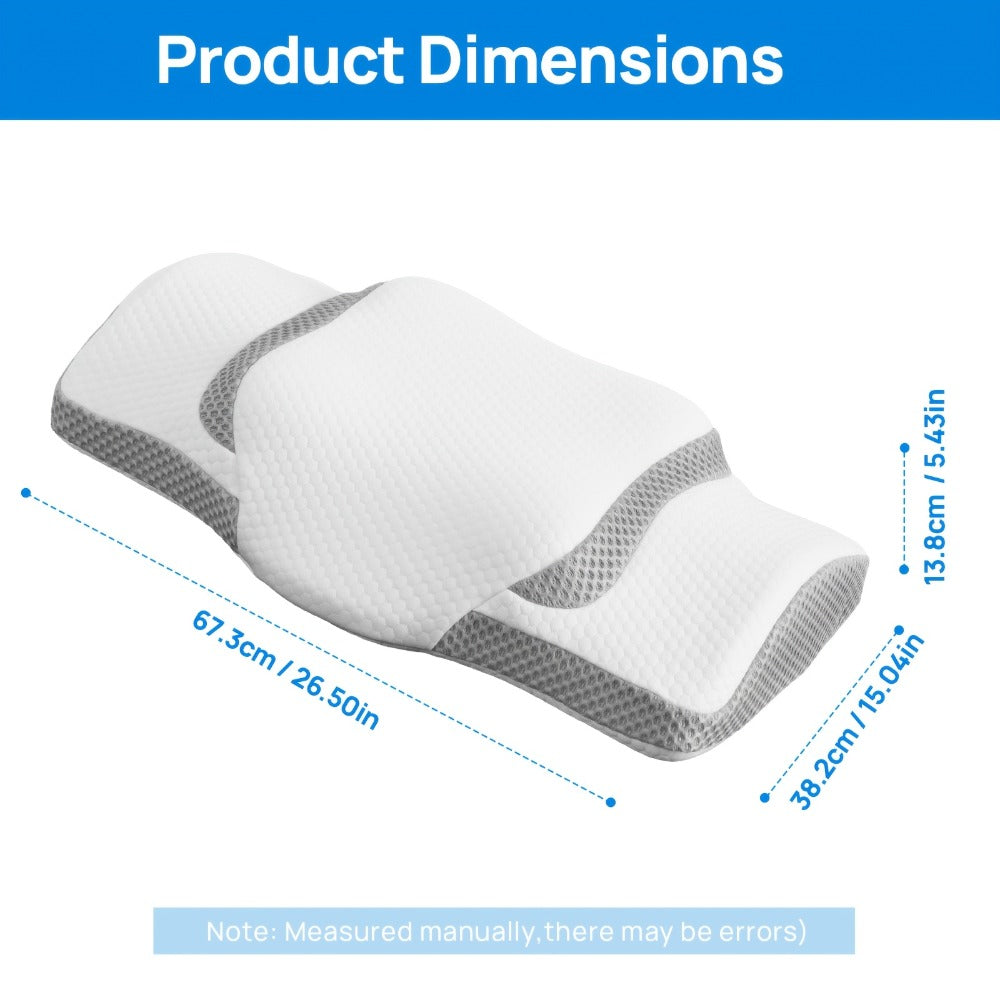 Memory Foam Cervical Pillow Ergonomic Contour Neck Support Orthopedic Bed Pillow for Side Back Stomach Sleepers with Cooling Pillowcase Queen King