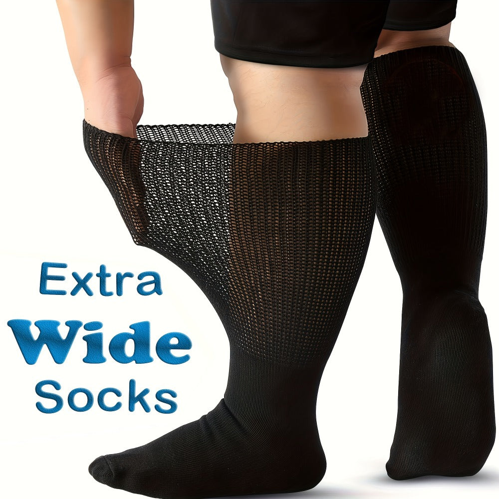 Extra Wide Socks for Swollen Feet 6 Pairs Stretch to 30 Inch Non-Binding Seamless Loose Fit Neuropathy Bariatric Edema Socks for Men Women Plus Size Seniors Multi Color