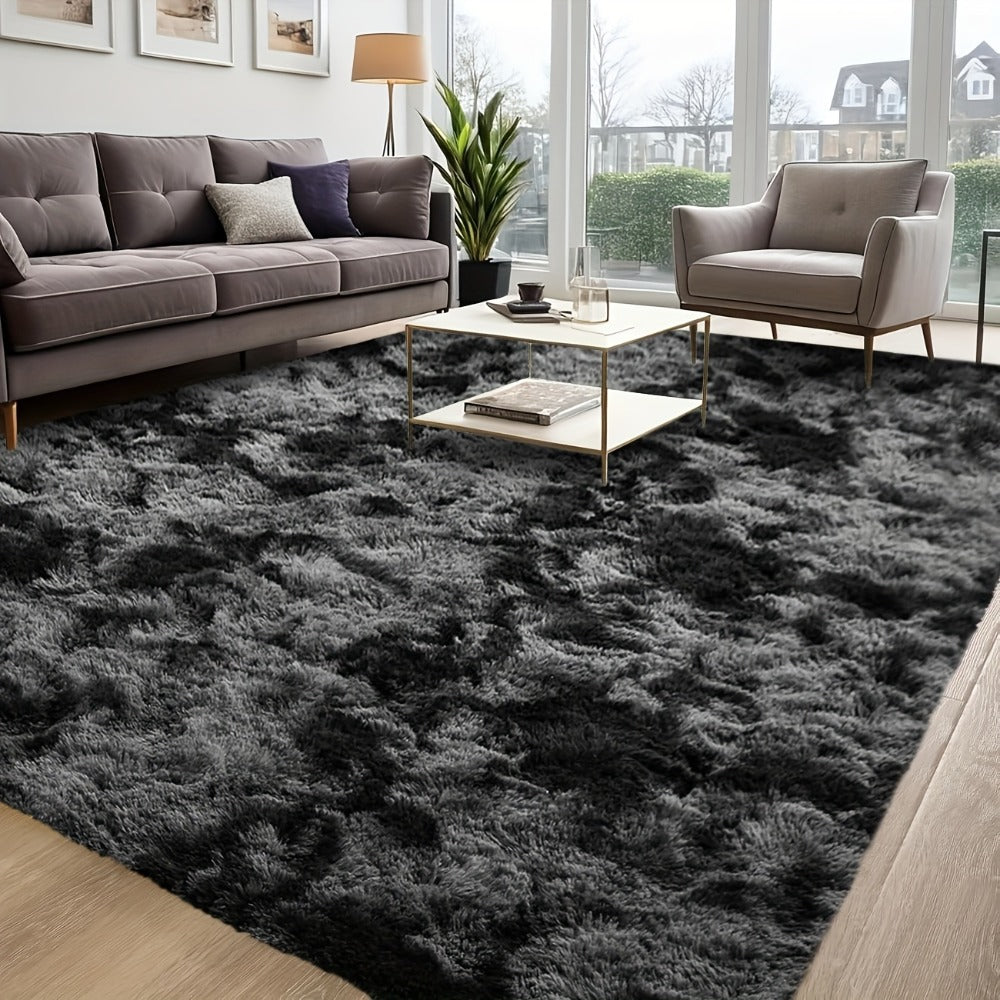 Shaggy Plush Area Rug - Soft Fluffy Carpet for Living Room, Bedroom & Sofa | Non-Slip Machine Washable Tie-Dye & Solid Color Long Pile Rug | Luxury Home Decor Floor Mat in Multiple Sizes & Colors