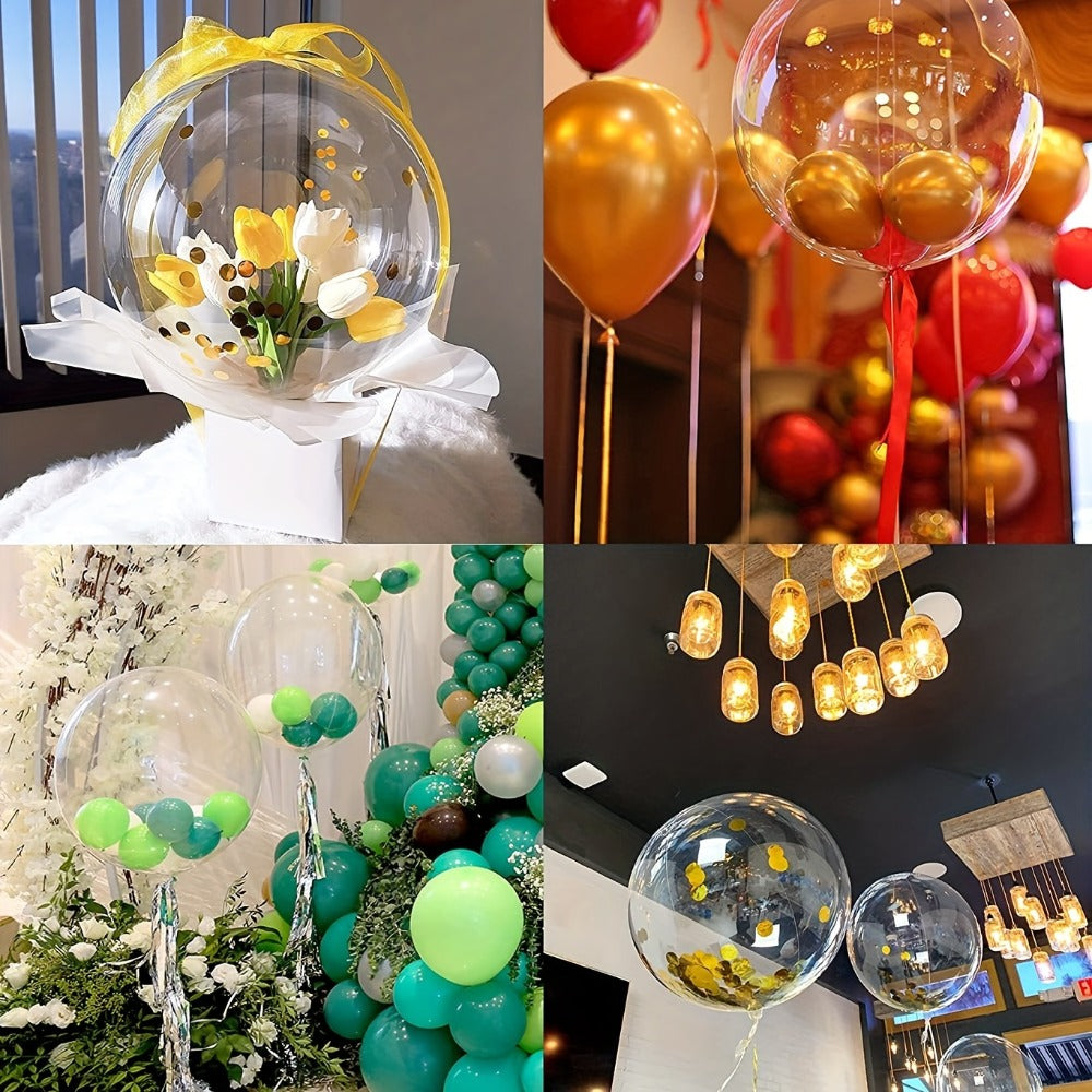 Clear Helium Balloons 10-Pack | Transparent Party Balloons 18¡± 20¡± 24¡± 36¡± for Weddings Birthdays Christmas Halloween Mardi Gras Celebrations ¨C Helium Ready with Sturdy Neck & Base