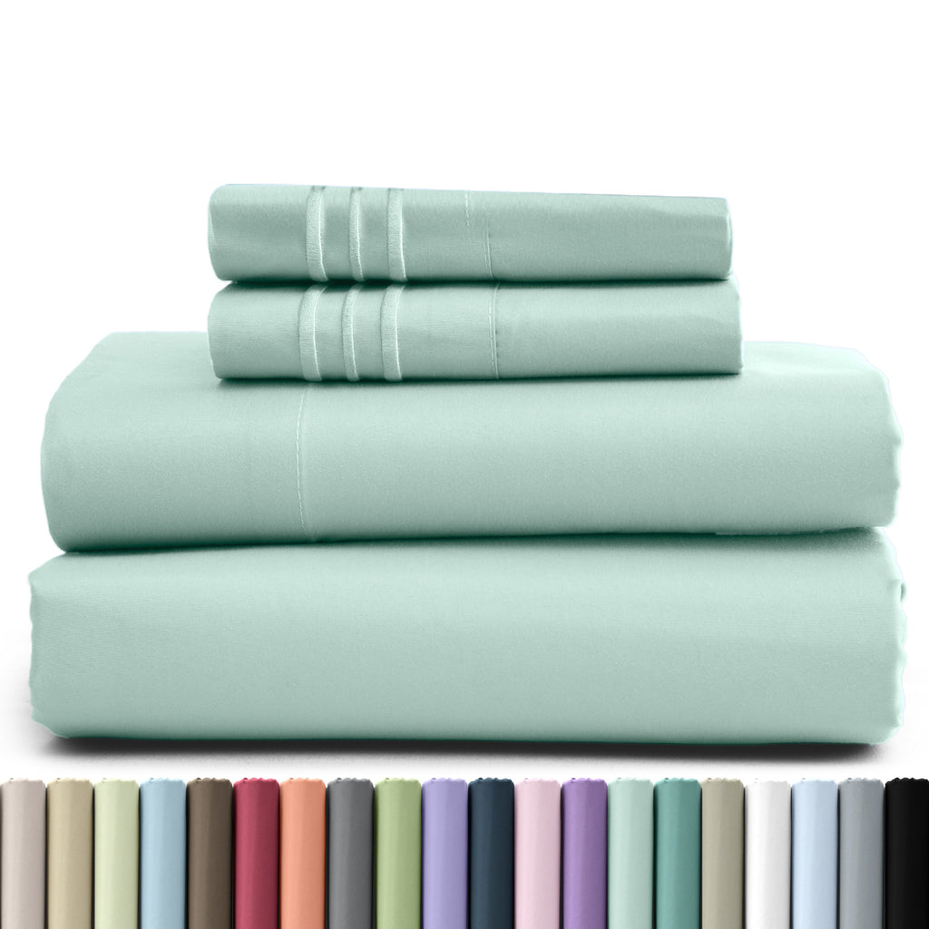 Fitted Sheet Set 4 Piece Microfiber Deep Pocket Bed Sheets - Soft Brushed Bedding Set with Pillowcases, All Season Cooling Sheet Set, 16 Inch Deep Pocket, Multiple Colors & Sizes