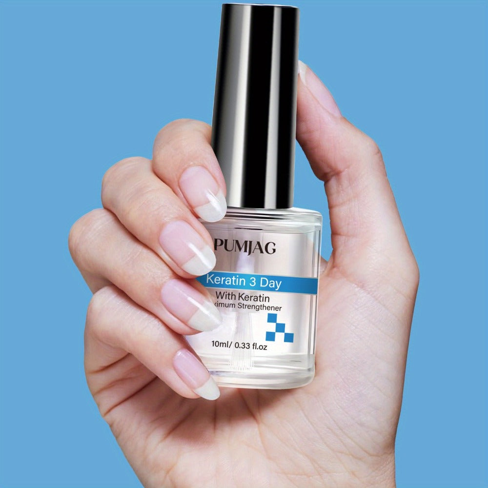 Keratin Nail Hardener Maximum Strength Nail Strengthening Treatment with Vitamins A E C Biotin Calcium - Stop Chipping Peeling Enhance Nail Gloss Portable 10ml Bottle