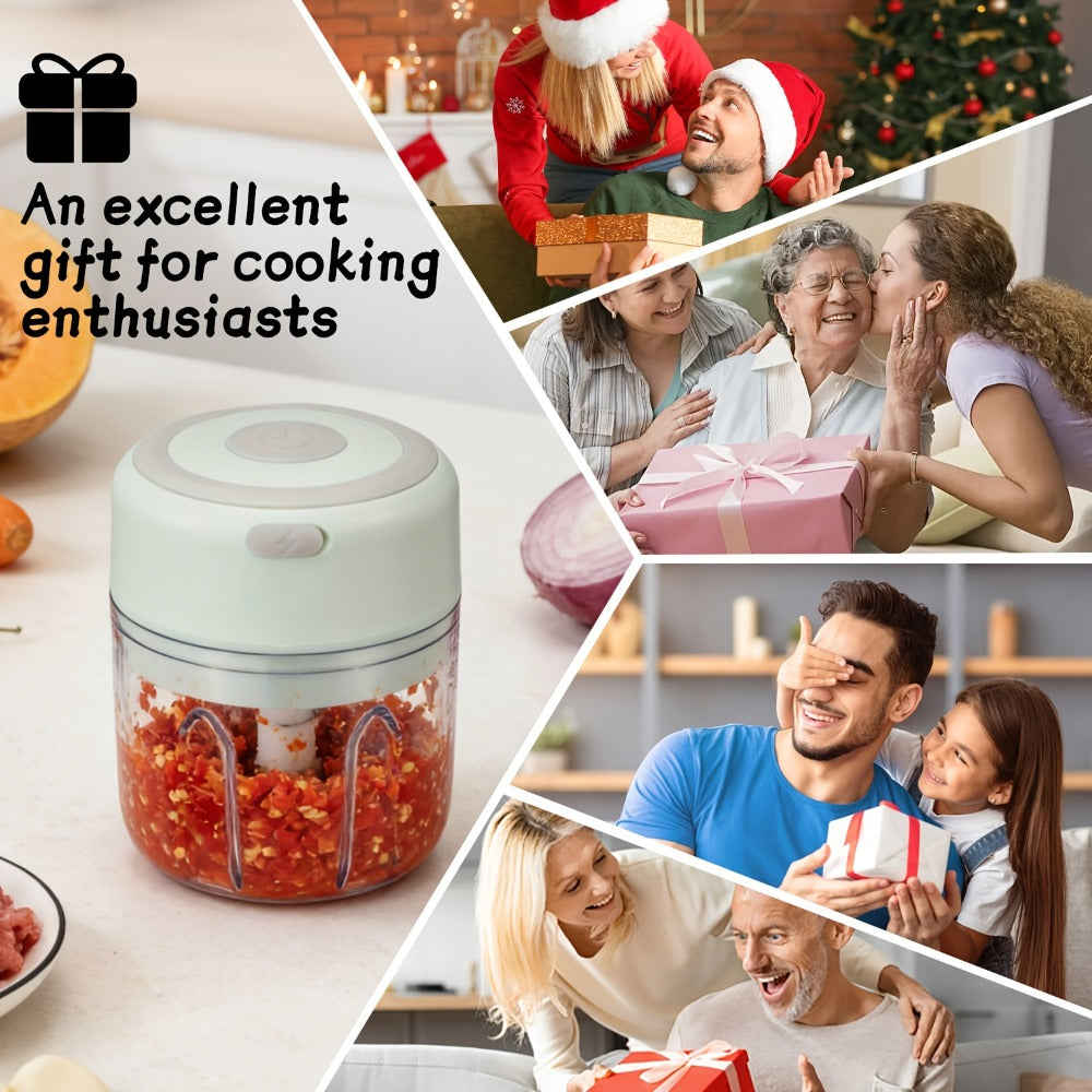 Electric Food Chopper Mini Garlic Crusher USB Rechargeable Meat Grinder 3.38oz 8.45oz Portable Wireless Kitchen Tool