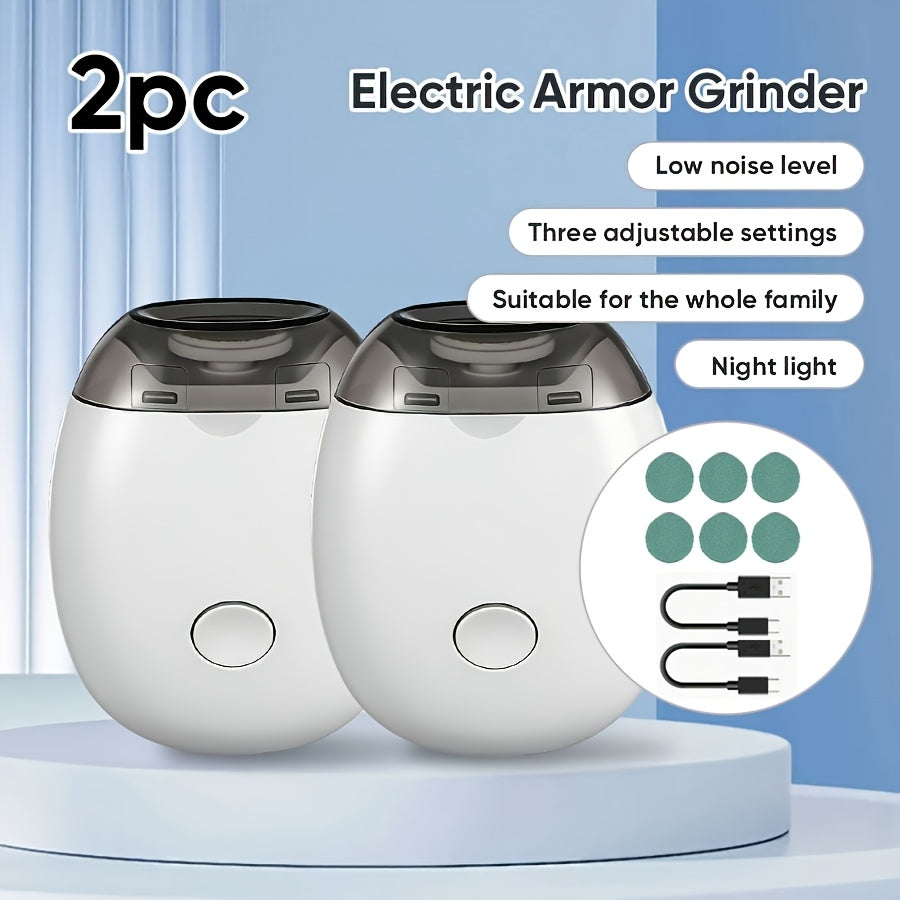 Electric Nail Trimmer with LED Light & 3 Speeds ¨C Automatic Nail Clipper for Seniors, Adults & Thick Toenails, Low Noise, Portable with Nail Scraps Storage, 2pc Set