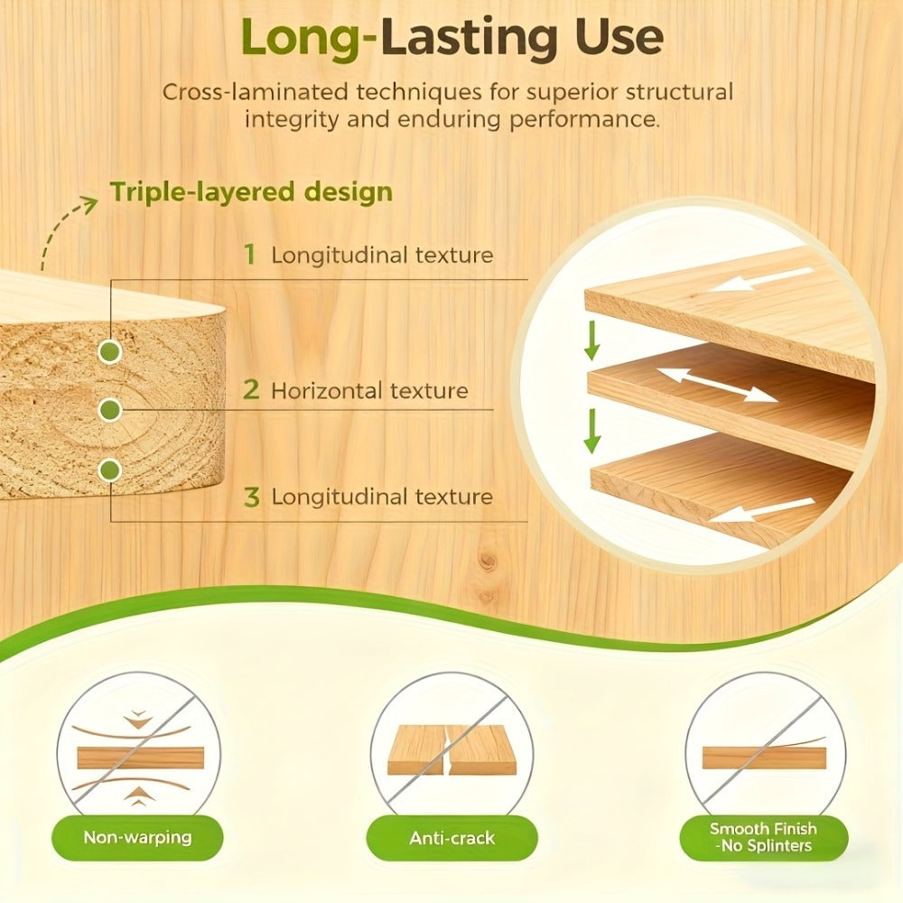 Wood Cutting Board Set of 3 Natural Wooden Chopping Boards with Juice Groove & Non-Slip Edges ¨C Reversible Design for Meat BBQ Home Kitchen Restaurant Holiday Gift