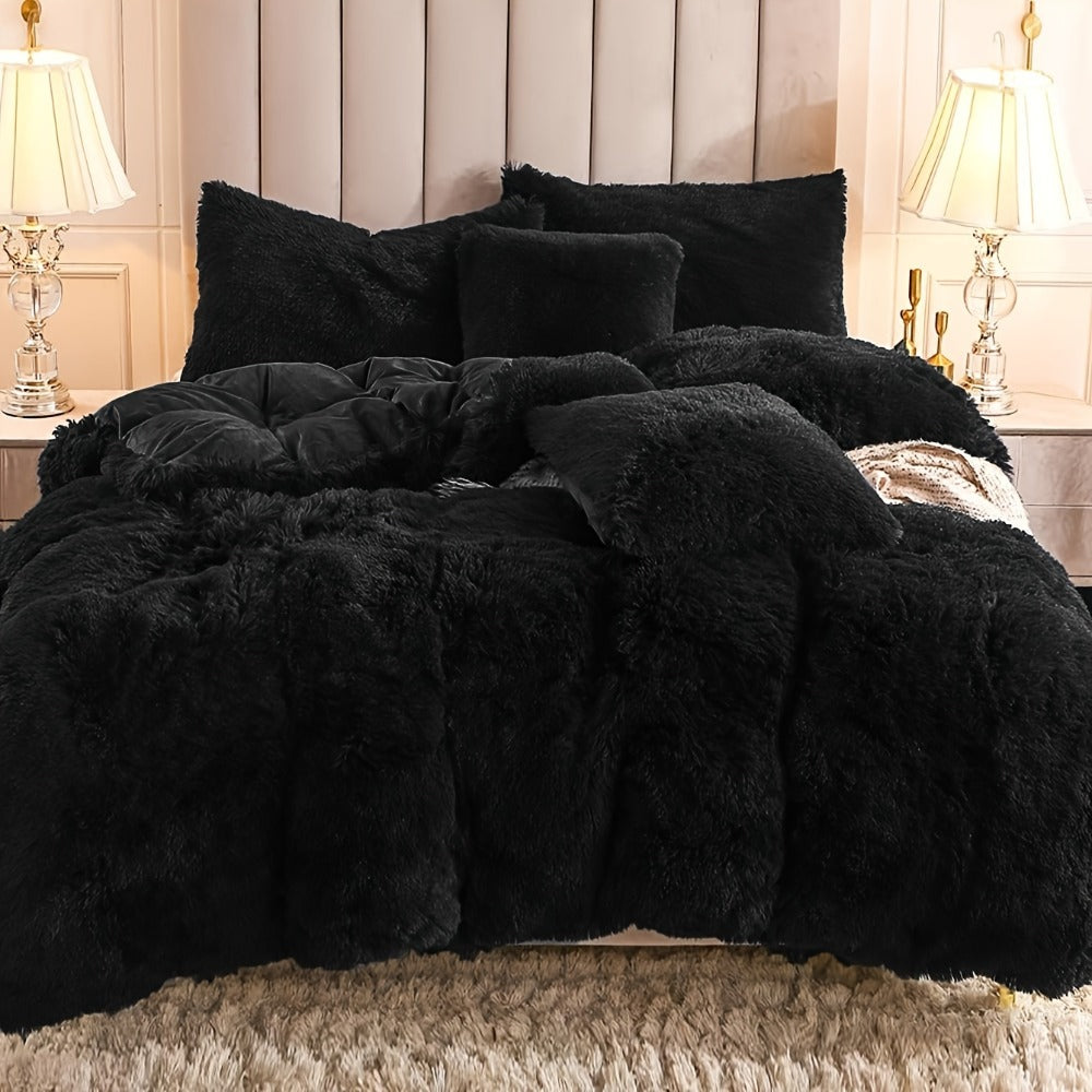 Plush Duvet Cover 100% Polyester Soft Warm Zipper Closure Cozy Bedroom Bedding Twin Full Queen King Solid Tie Dye 14 Colors for Bedroom Guest Room Dorm