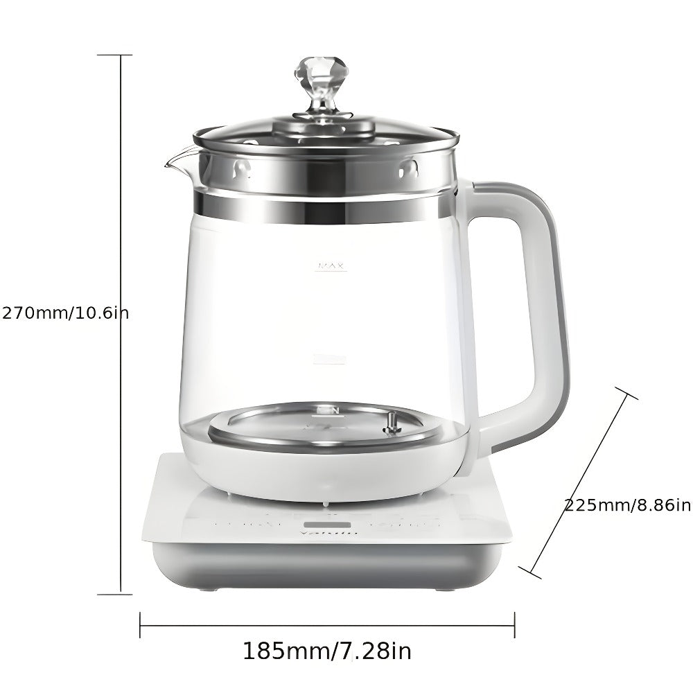 Electric Kettle 1.8L Multi-Function Health Pot 18 Functions Glass Lid SUS304 Tea Infuser Egg Steaming Rack Boiler Steamer for Tea Coffee Soup Oatmeal US Plug