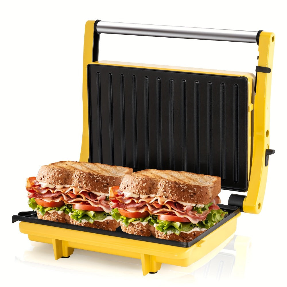 Panini Press Grill 3-in-1 Electric Indoor Grill with Non-Stick Plates - 180¡ã Flat Grill Sandwich Maker with Floating Hinge Grease Tray Temperature Control, Compact Countertop Grill for Home Dorm Office
