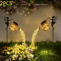 Solar Watering Can Lights 2pcs Garden Waterfall, IP65 Waterproof Hanging Solar String Lights with Ground Plug for Outdoor Lawn, Patio & Holiday Decor, Christmas Garden Gift